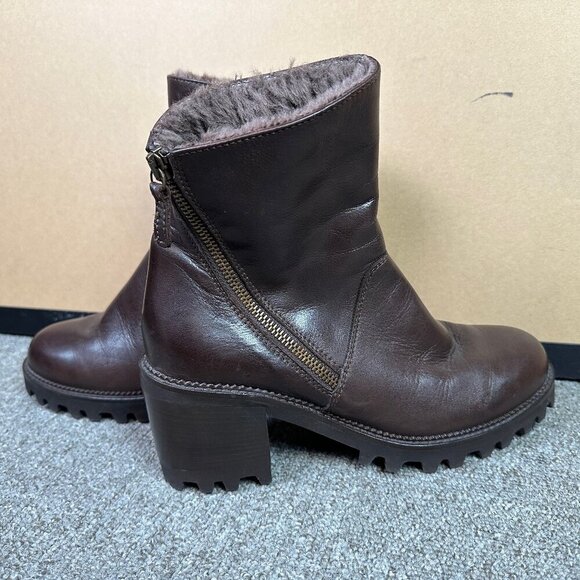 Ron White WiIlandy Leather Zipper Fur Lined Boots Chocolate Brown EU 38.5 US 8 - Picture 1 of 9